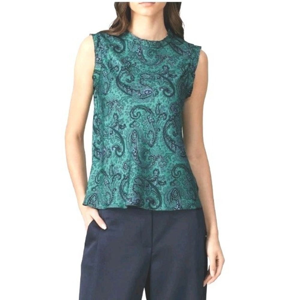NEW! Rebecca Taylor 'Margaux' Paisley Silk Blend Sleeveless Blouse